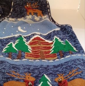 STAR BLUE ORIGINALS STUDIO UGLY VEST Size XL reindeer light dark blue zip